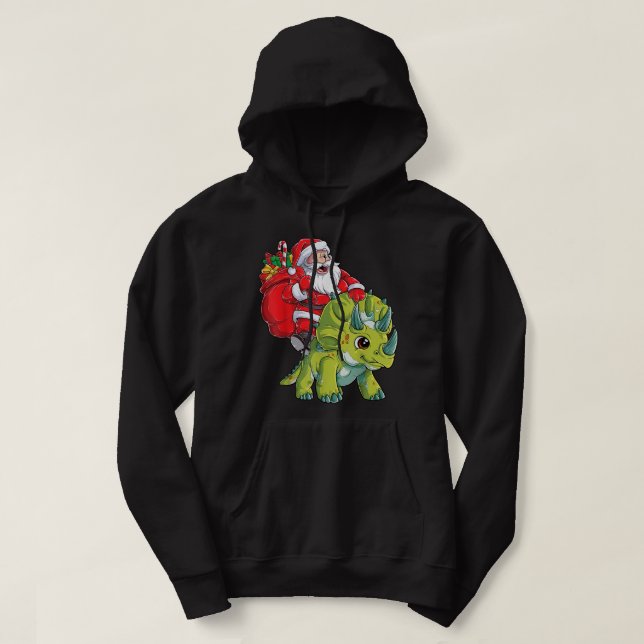 Sudadera Navidades de Dinosaurios de Santa Riding Tricerato (Diseño del anverso)