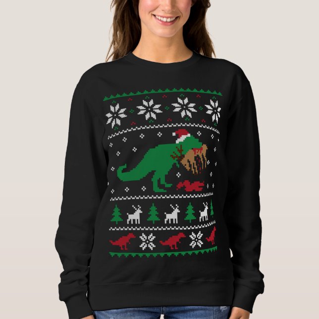 Sudadera Navidades de dinosaurios divertidos de renos de T  (Anverso)