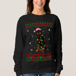 Sudadera Navidades de dulces feos alumbran a perro doberman