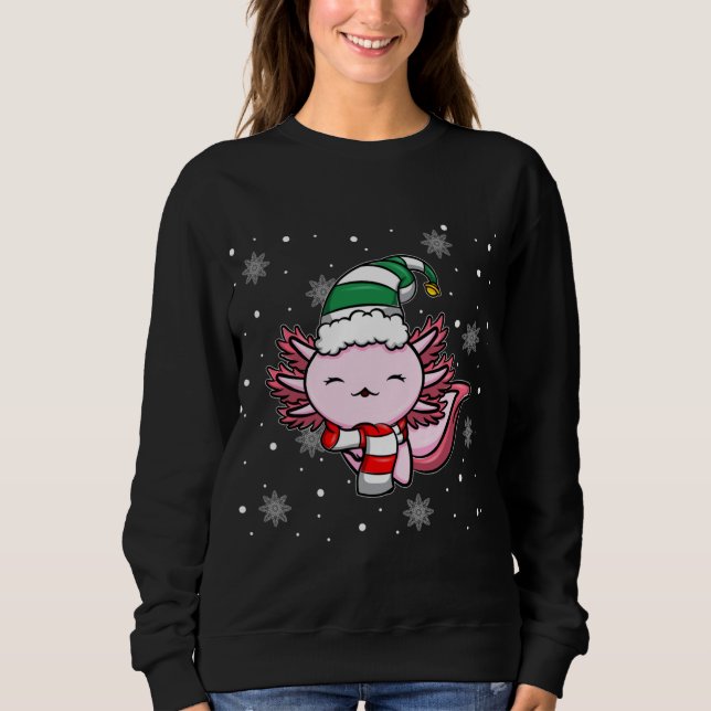 Sudadera Navidades de Elf de Cute Kawaii Axolotl (Anverso)
