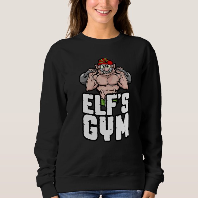 Sudadera Navidades de Elf Gym Kettlebell Bodybuilder (Anverso)