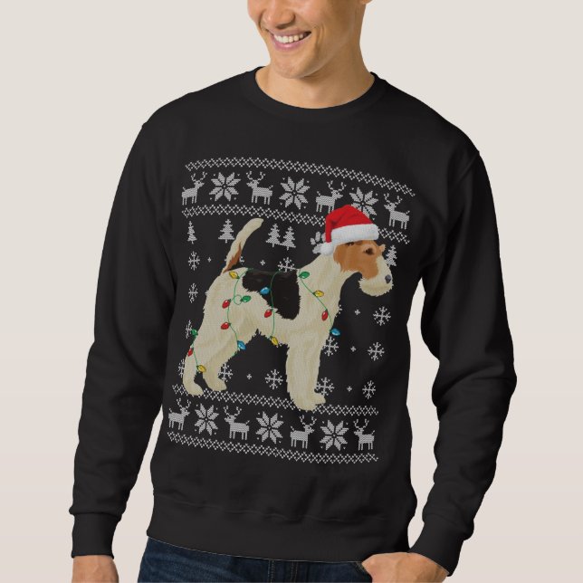 Sudadera Navidades de Fox Terrier iluminan Santa Hat D (Anverso)