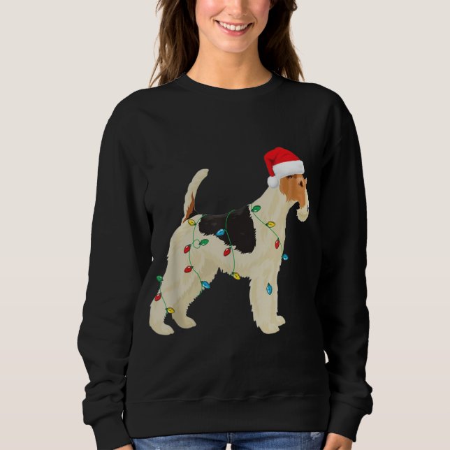 Sudadera Navidades de Fox Terrier iluminan Santa Hat Dog Xm (Anverso)