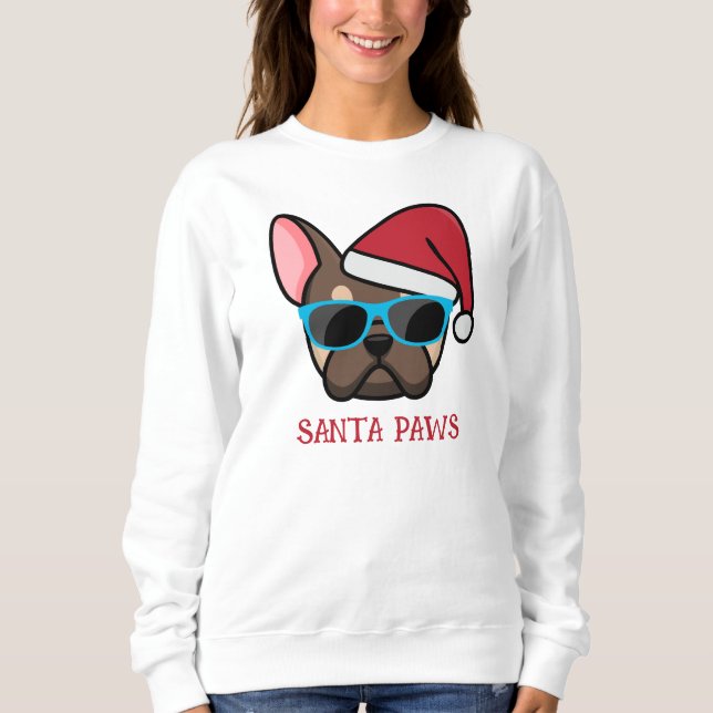 Sudadera Navidades de Funny Brown Tan Frenchie Santa Paws (Anverso)