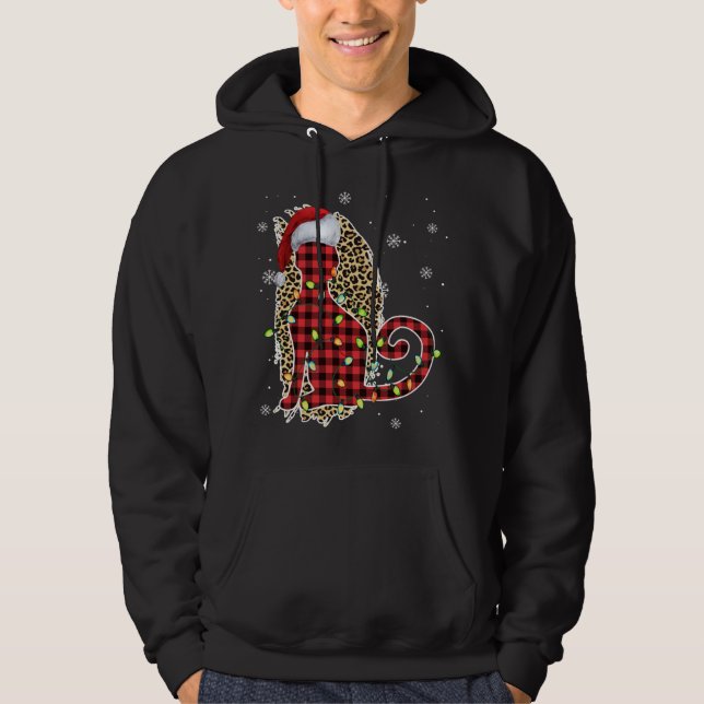 Sudadera Navidades de gato leopardo búfalo colocado en rojo (Anverso)