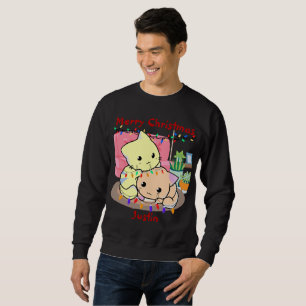 Sudadera Navidades de gatos en esteras, nombre personalizad