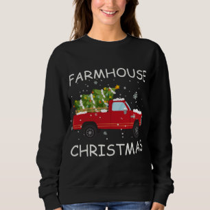 Sudadera Navidades de granjas Camión Rojo Árbol de Navidad 