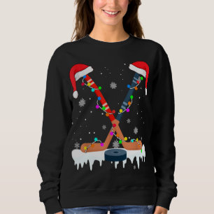 Sudadera Navidades de hockey Santa Hat iluminan divertidas 