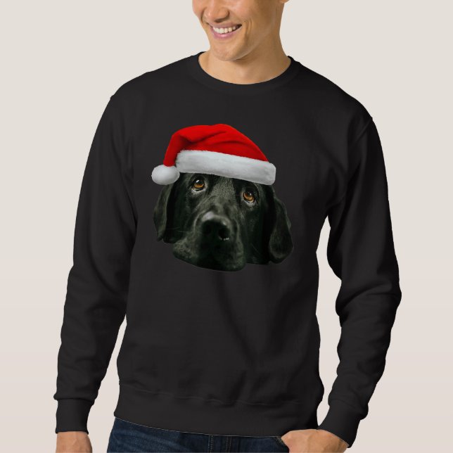 Sudadera Navidades de imágenes de Black Lab Cute Santa Hat (Anverso)