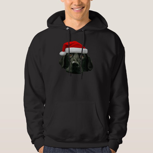 Sudadera Navidades de imágenes de Black Lab Cute Santa Hat (Anverso)