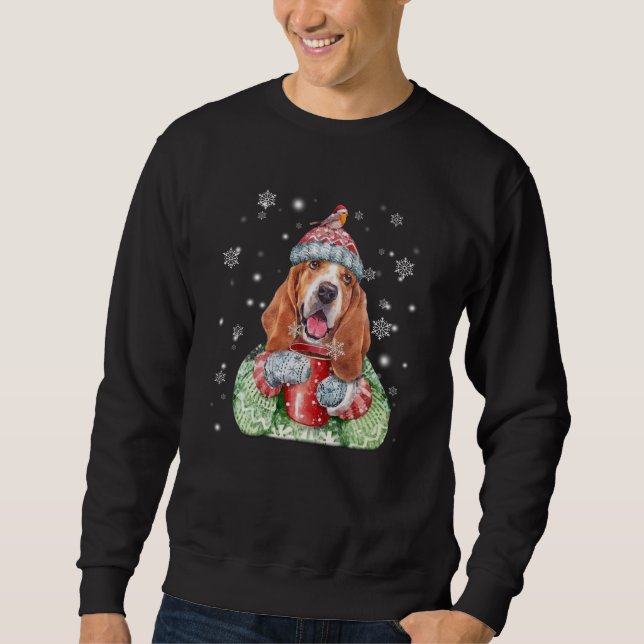 Sudadera Navidades de invierno cálidos de Basset Hound (Anverso)