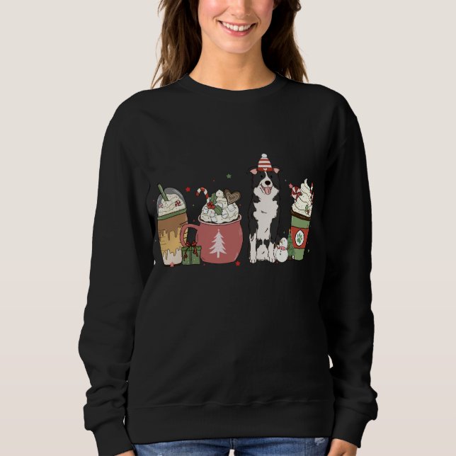 Sudadera Navidades de invierno latte de café collie Dog Mo (Anverso)