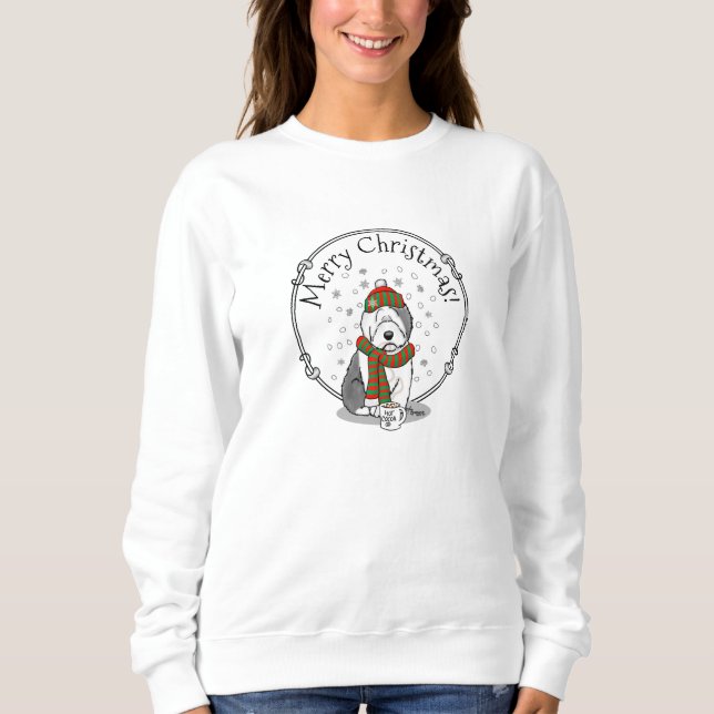 Sudadera Navidades de invierno Viejo perro pastor inglés gr (Anverso)