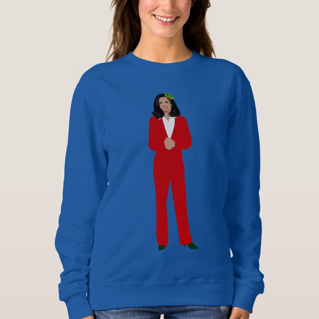 Sudadera navidades de kamala harris holly (Anverso)