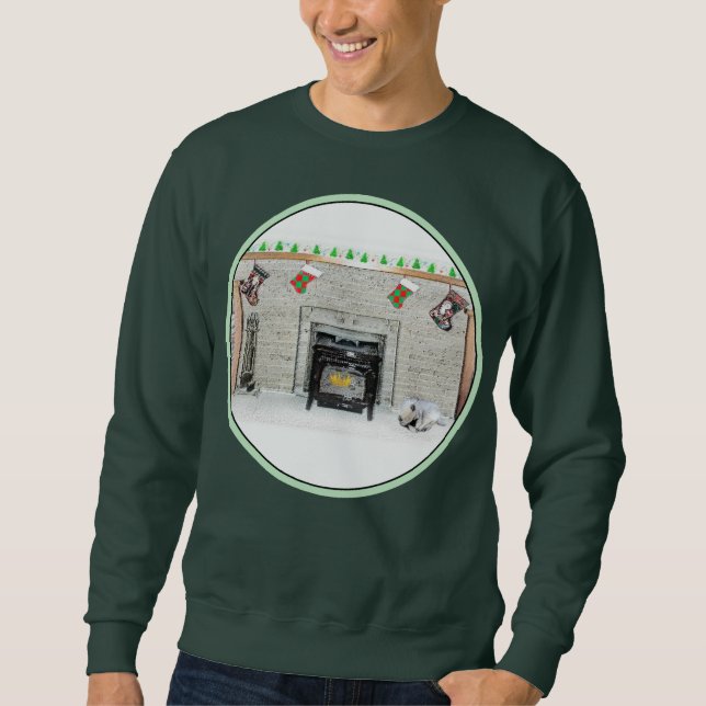 Sudadera Navidades de Keeshond picotean perro con pintura d (Anverso)