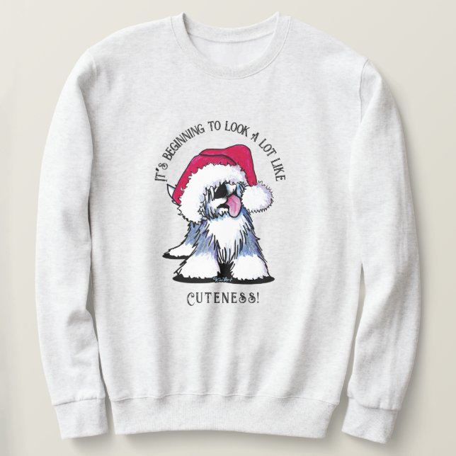 Sudadera Navidades de KiniArt Old English Sheepdog (Anverso del diseño)