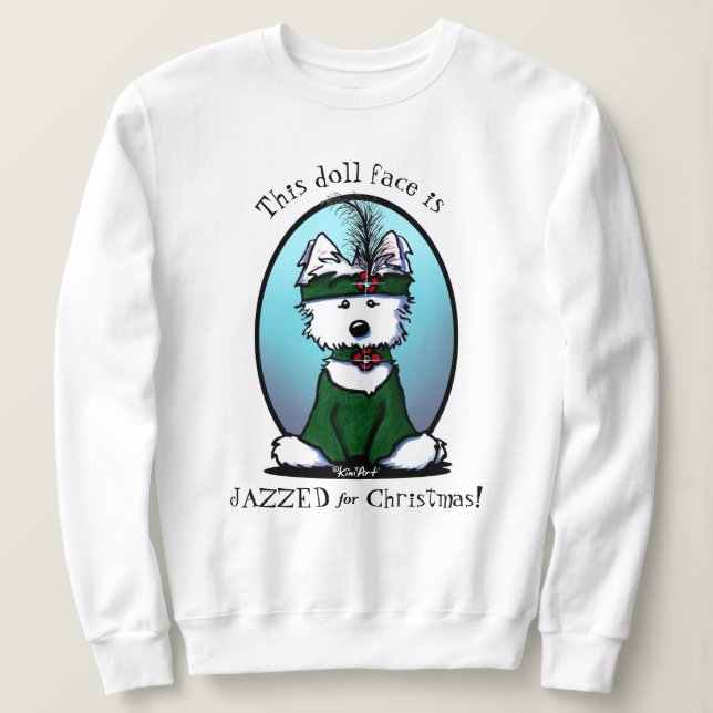 Sudadera Navidades de KiniArt Westie de los años 20 (Anverso del diseño)