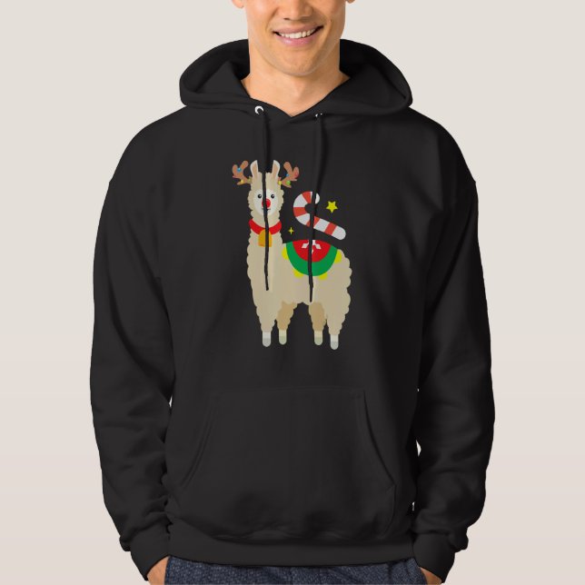 Sudadera Navidades de la Alpaca Divertida de Llama Reindeer (Anverso)