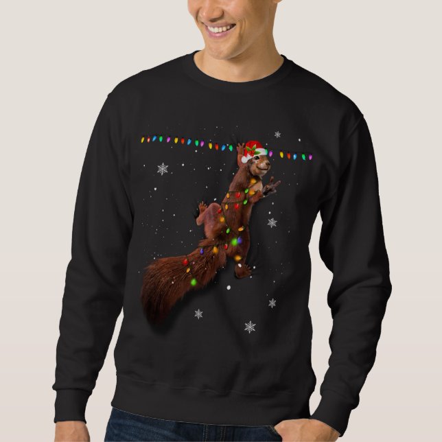 Sudadera Navidades de la ardilla de Santa Clara iluminan di (Anverso)