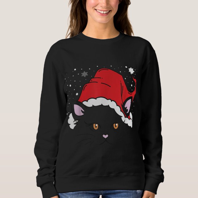 Sudadera Navidades de la cara del gato de Santa Hat Gatitos (Anverso)