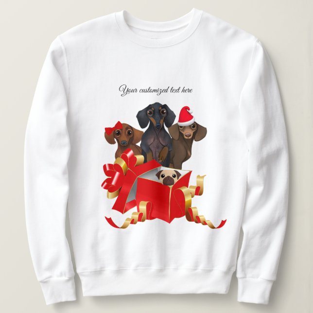 Sudadera Navidades de la familia Cute Dachshund sudan la ca (Anverso del diseño)