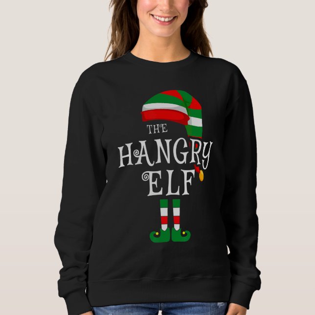 Sudadera Navidades de la familia Elf con Hangry Elf coincid (Anverso)