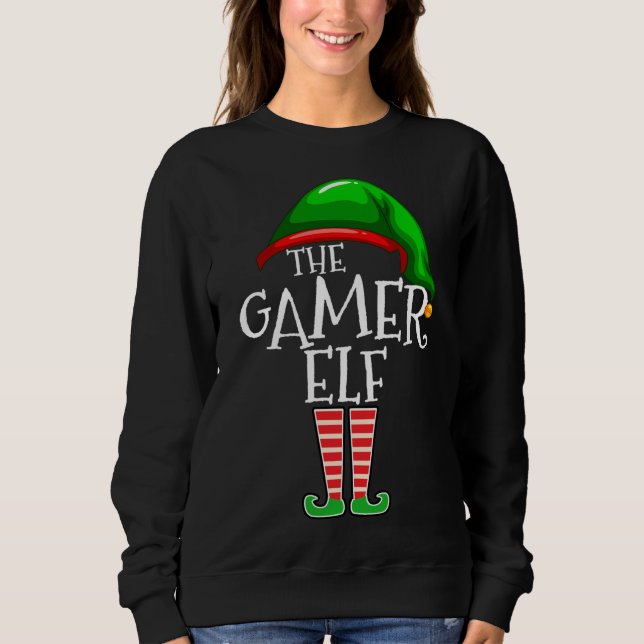 Sudadera Navidades de la familia Gamer Elf dan videojuegos (Anverso)