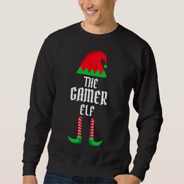 Sudadera Navidades de la familia Gamer Elf que juegan con r (Anverso)