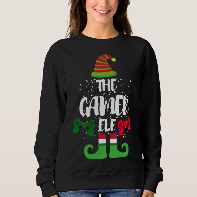 Sudadera Navidades de la familia Gamer Elf Video Gamer niño (Anverso)