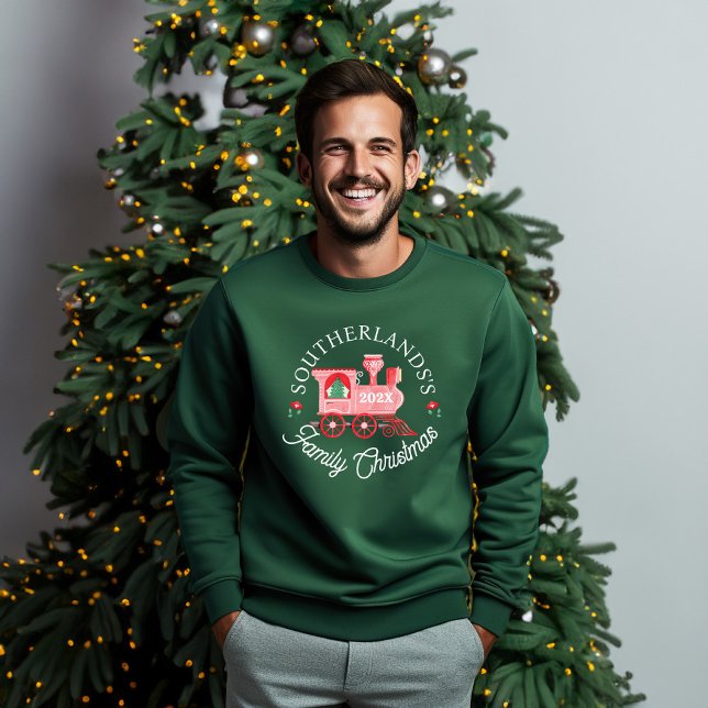 Sudadera Navidades de la familia North Pole Express Pink Tr (North Pole Express Pink Train Family Christmas Sweatshirt)