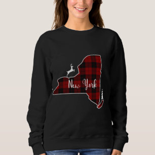 Sudadera Navidades de la familia Red Plaid Deer Tree Nueva 