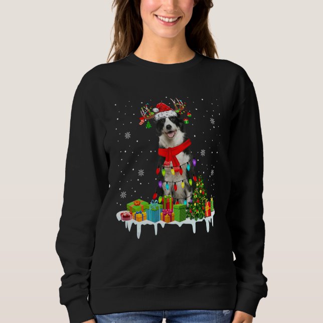 Sudadera Navidades de la frontera navideña iluminan a reno  (Anverso)