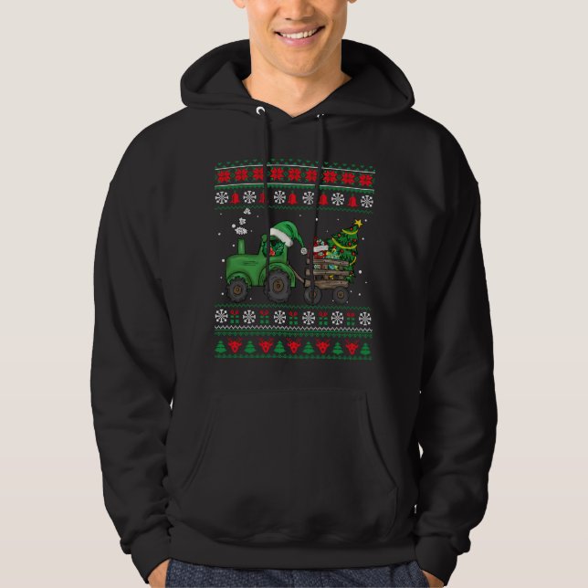 Sudadera Navidades de la granja Tractor Xmas Tree iluminan  (Anverso)
