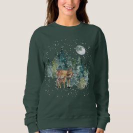 Sudadera Navidades de la nevada Doe Fawn Forest Full Moon