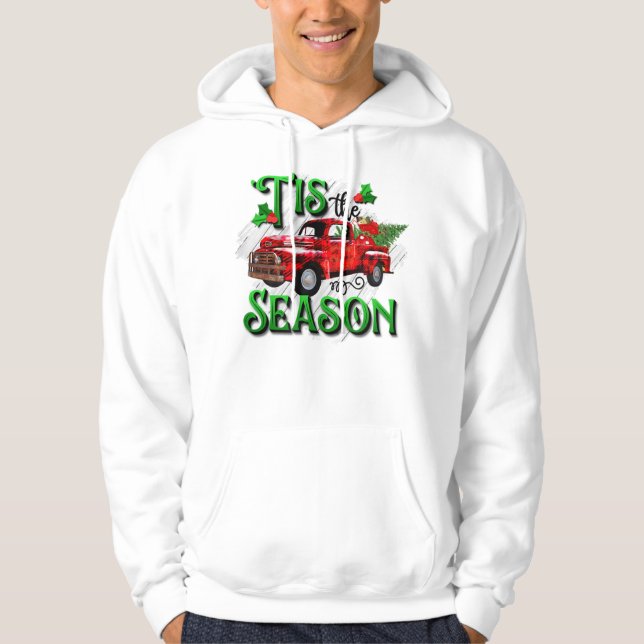 Sudadera navidades de la temporada Red Plaid Retro Truck (Anverso)