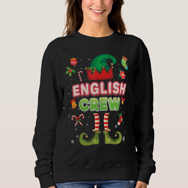 Sudadera Navidades De La Tripulación Elf En Inglés Santa He (Anverso)