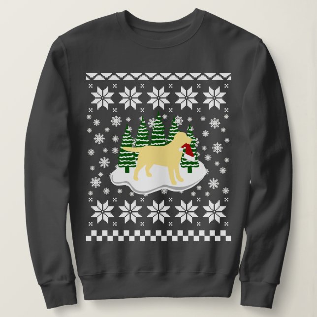 Sudadera Navidades de Labrador Amarillo copos de nieve ever (Anverso del diseño)