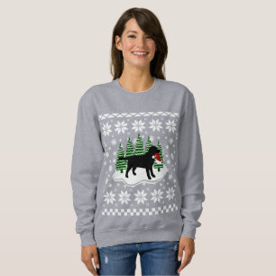 Sudadera Navidades de Labrador Negro: copos de nieve evergr