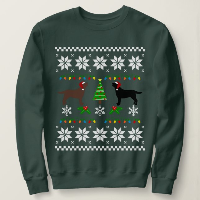 Sudadera Navidades de Labrador Negro y Labrador de Chocolat (Anverso del diseño)