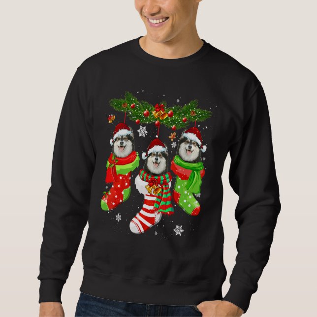Sudadera Navidades de Lapphund finlandeses encienden navida (Anverso)