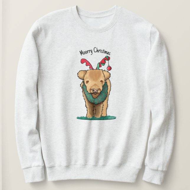 Sudadera Navidades de las vacas Highland de KiniArt (Anverso del diseño)