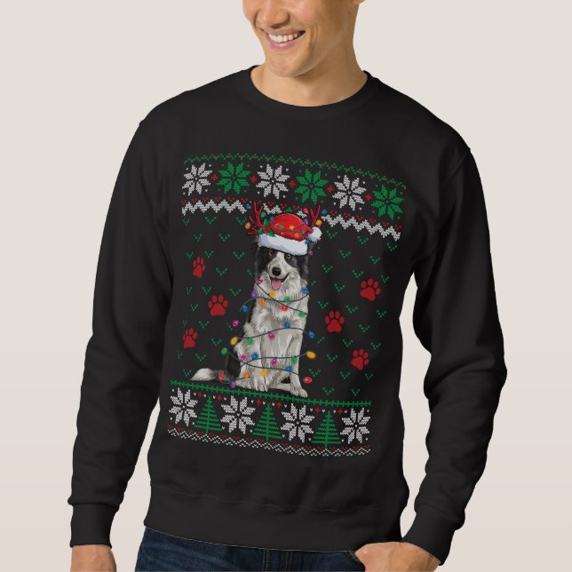 Sudadera Navidades de linea negra iluminan a reno negro (Anverso)