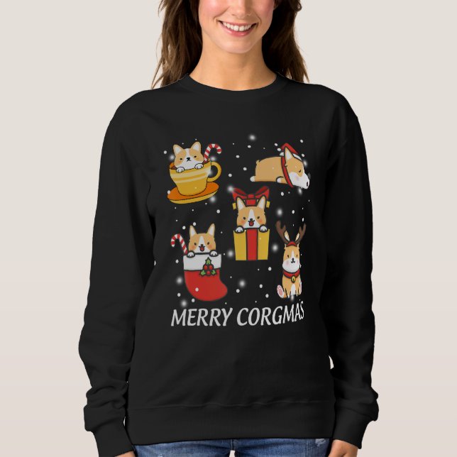 Sudadera Navidades de Merry Corgmas Santa Corgi Cute Perro  (Anverso)