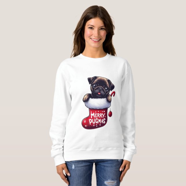 Sudadera Navidades de "Merry Pugmas" (Anverso completo)