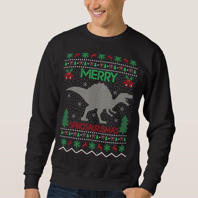 Sudadera Navidades de Merry Spinosaurus Xmas Ugly Spinosaur (Anverso)