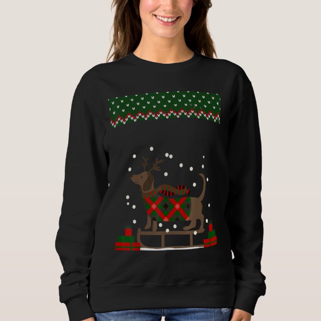 Sudadera Navidades de Merry Weiner Funny Dachshund Perro Ch (Anverso)
