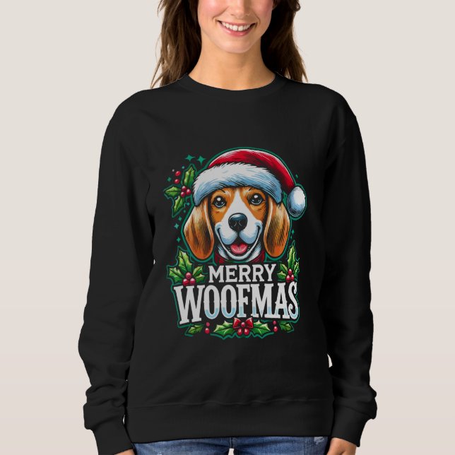Sudadera Navidades de Merry Woofmas Beagle Aovers (Anverso)
