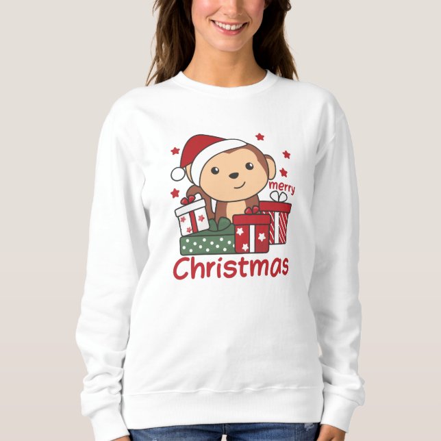 Sudadera Navidades de monos dan a los animales de invierno  (Anverso)