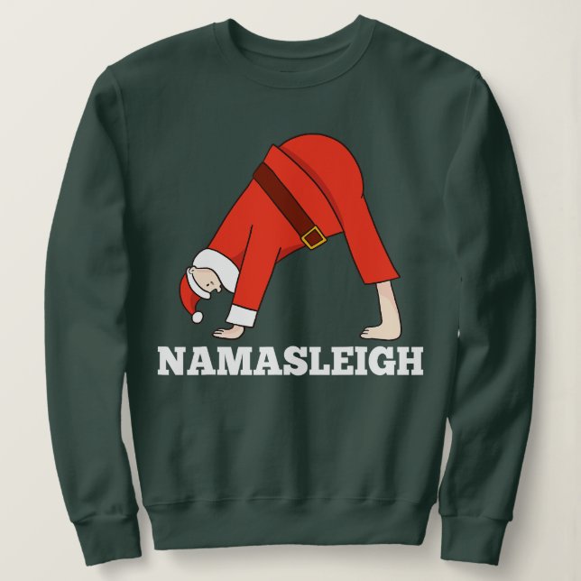 Sudadera Navidades de NamaSleigh Namaste con el yoga (Anverso del diseño)
