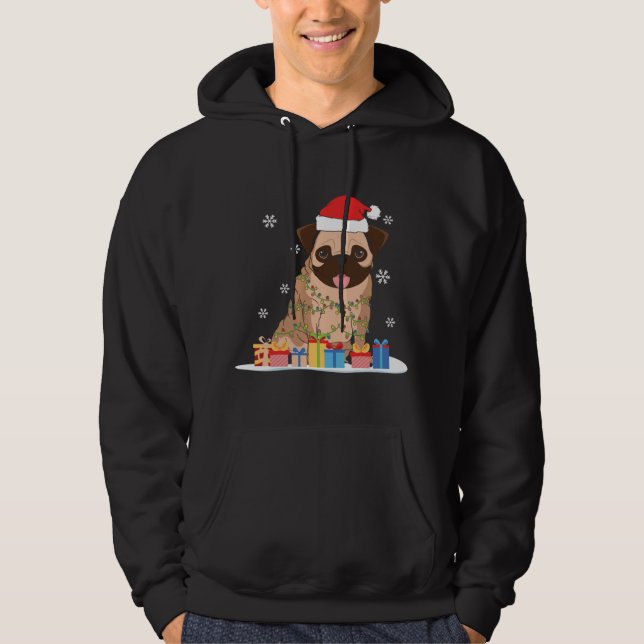Sudadera Navidades de Navidad Pug Dog Puppy Santa Hat (Anverso)